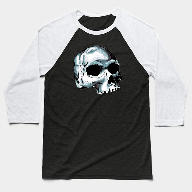 Human Skull Baseball T-Shirt by srw110